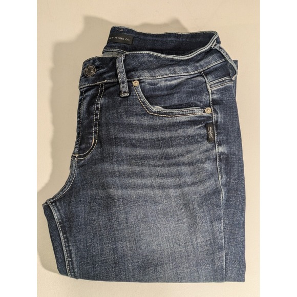 Silver Jeans Denim - Silver Jeans Co. Women's Britt Low Rise Curvy Fit Skinny Jeans, 28/29